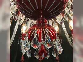 Detail of a luxury ruby crystal chandelier - video